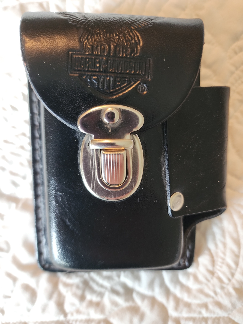 Harley-Davidson Black Leather Cigarette/Lighter Holder For Belt Vintage